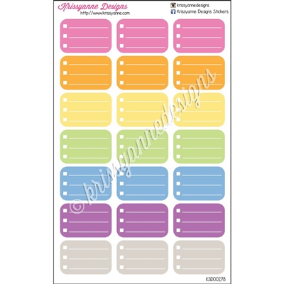 Round Corner Half Box Checklist Pastel Rainbow - Set of 21