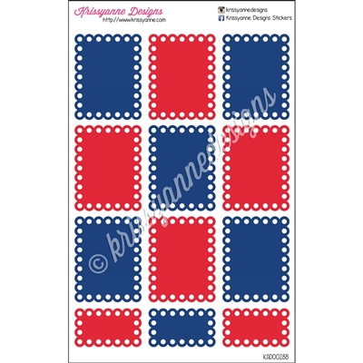 Scallop Boxes - Navy and Red Set of 12