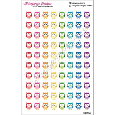 Small Rainbow Owl Stickers - Set of 80