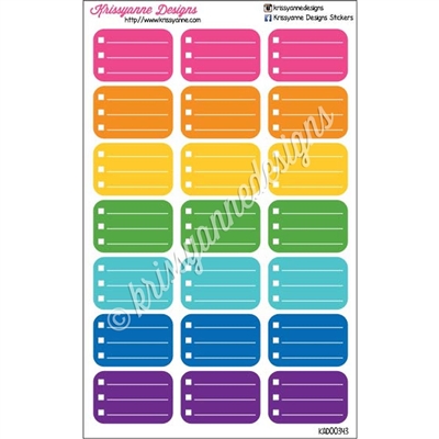 Round Corner Half Box Checklist Bold Rainbow - Set of 21