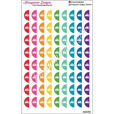 Icon Half Circle Stickers - Cars - Bold Rainbow - Set of 72