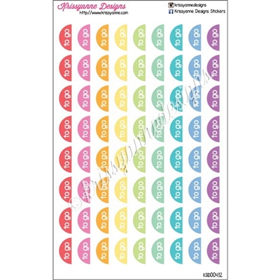 Half Circle Stickers - To Go - Pastel Rainbow - Set of 72