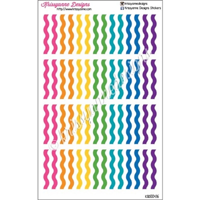 Diecut Separator Strips - Squiggles - Bold Rainbow - Set of 56