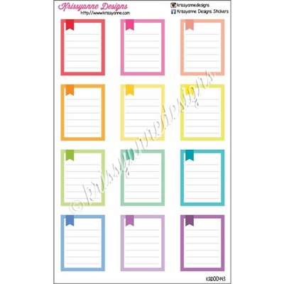 Separator Box Stickers - Flag and Lines - Horizontal Planners - Pastel Rainbow - Set of 12