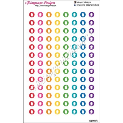 Smaller Round Icons - Garbage Can - Bold Rainbow - Set of 104