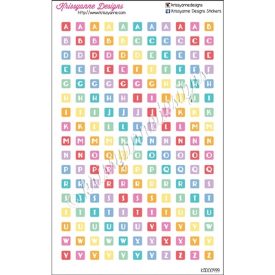 Mini Square Alphabet Icons - Pastel Rainbow - Set of 187