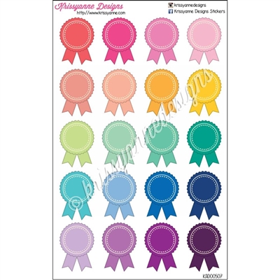 Blank Starburst Ribbon Stickers - Rainbow - Set of 20