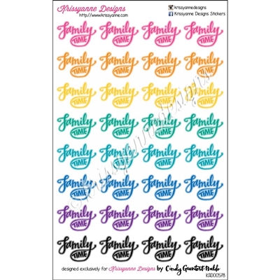 Planner Phrases - Family Time - Bold Rainbow - Set of 32