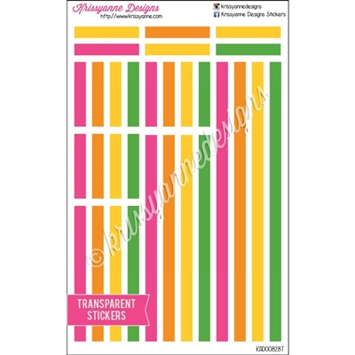 Transparent Highlight Sticker Strips - Warm Colors - Set of 30