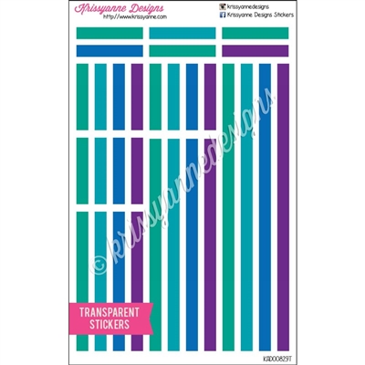 Transparent Highlight Sticker Strips - Cool Colors - Set of 30