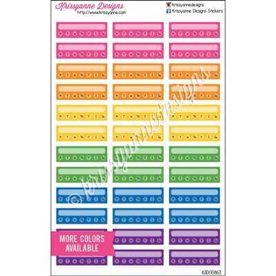 Single Weekly Habit Trackers - Bold Rainbow - Set of 36