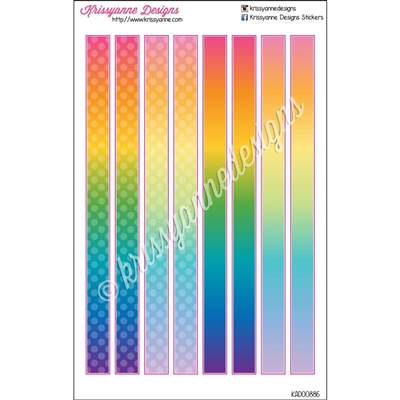 KAD Decoration Set - Personal Size Washi Strips - Rainbow Ombre - Set of 8