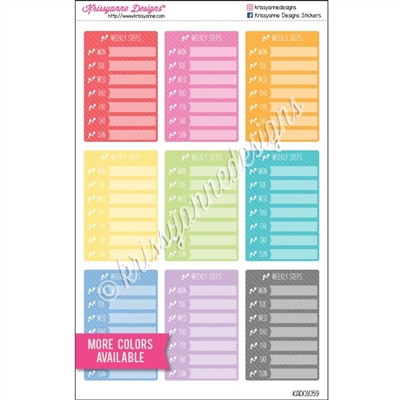 Weekly Color Block Sticker - Steps - Pastel Rainbow - Set of 9