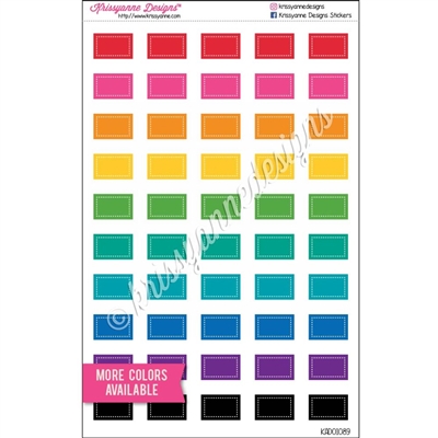 Small Square-Corner Rectangle Stickers - Sitched Bold Rainbow - Set of 50