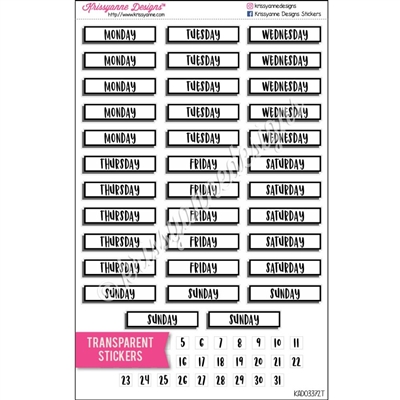 Transparent BuJo Date Labels