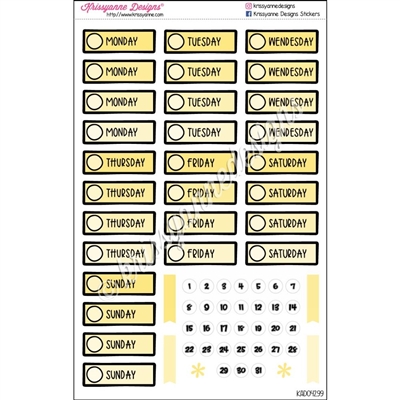 Monochrome Individual Date Cover Doodle Set - Pastel Yellow