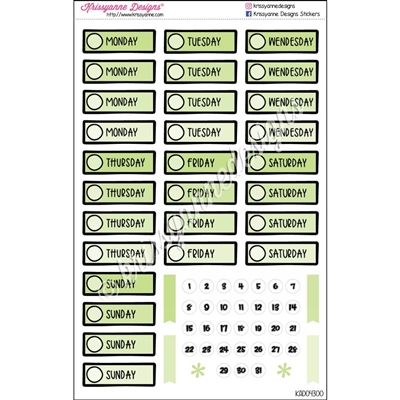 Monochrome Individual Date Cover Doodle Set - Pastel Green