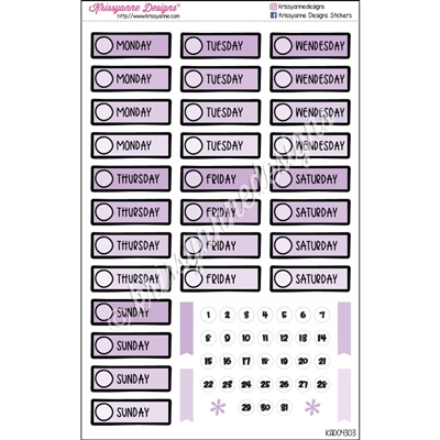 Monochrome Individual Date Cover Doodle Set - Pastel Purple