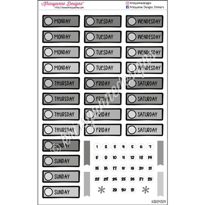 Monochrome Individual Date Cover Doodle Set - Pastel Gray