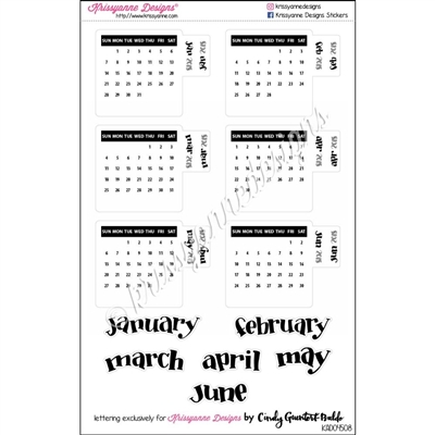 Small Monthly Calendar Tabs - January-June