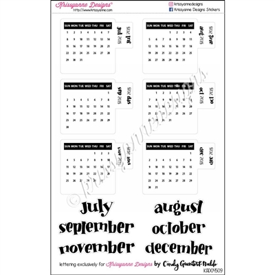 Small Monthly Calendar Tabs - July - December