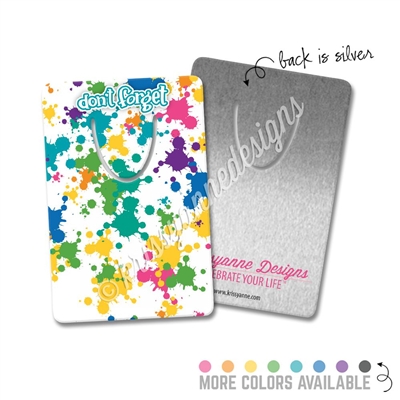 Rectangle Metal Bookmark - Rainbow Paint Splatter