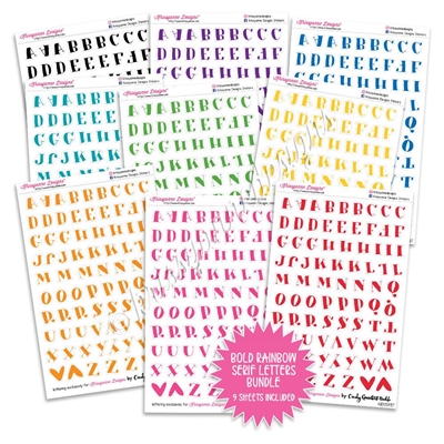 Transparent Serif Letters Bundle - Bold Rainbow