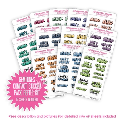 Compact Sticker Refill Kit - Monochromatic Mini Puffy Letters - Gemtones