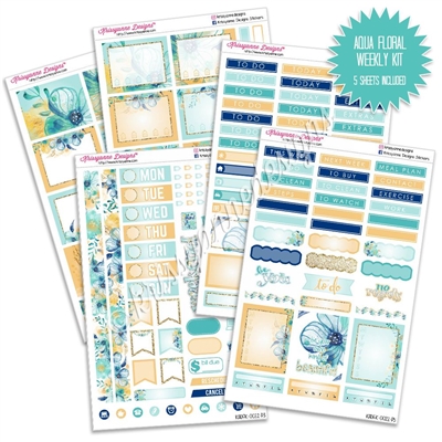 KAD Weekly Planner Kit - Aqua and Gold Floral