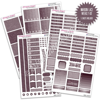 KAD Weekly Planner Kit - Maroon Lace