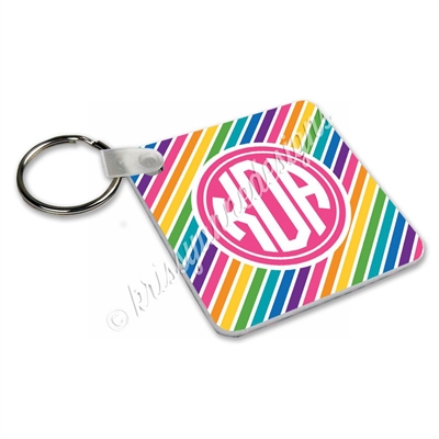 Small Keychain - Rainbow Stripe Monogram