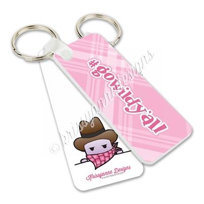 GO Wild Rectangle Keychain - Pink GO Wild Y'all