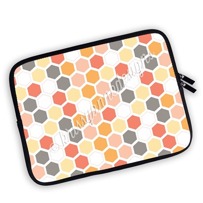 One Sided Zippered Planner Pouch - Hexagons - Orange