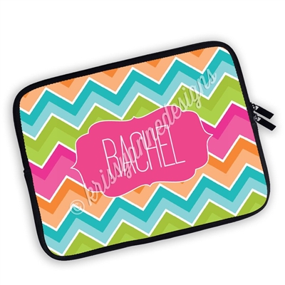 One Sided Zippered Personalized Planner Pouch - Bright Chevron
