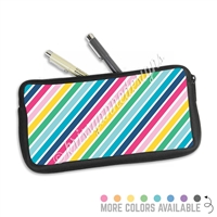 One Sided Zippered Pen Pouch - Rainbow Stripes