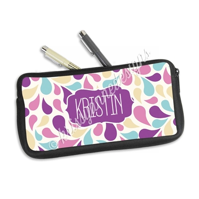 One Sided Zippered Pen Pouch - Paisley Splash