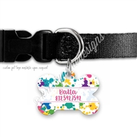 KAD Bone Shaped Pet Tag - Paint Splatter