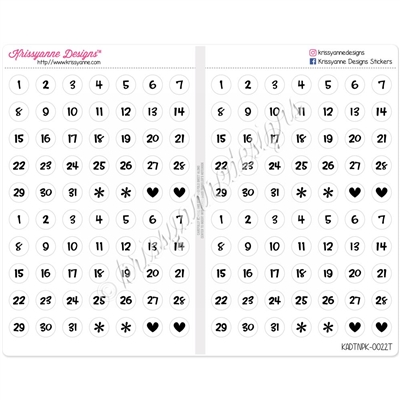 Traveler's Notebook Stickers - Transparent Number Dots - Set of 140