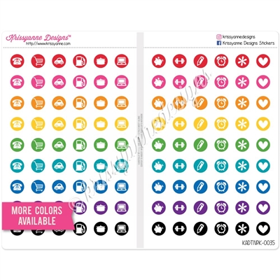 Traveler's Notebook Stickers - Smaller Round Icons - Mix - Set of 108