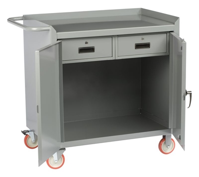 2DMD17 - Mobile Cabinet w/ Locking Doors & Two Drawers - 24" x 36" Shelf Size