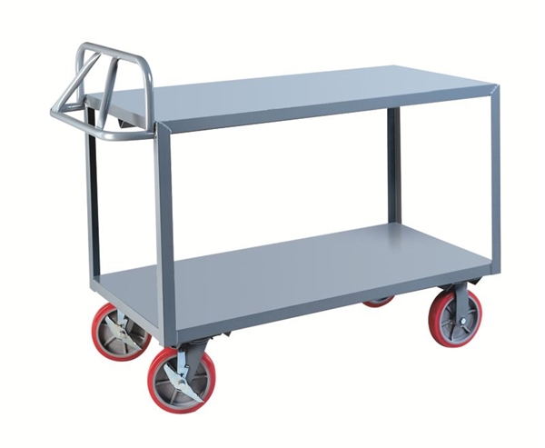 Heavy Duty Two Shelf Cart with Ergonomic Handle