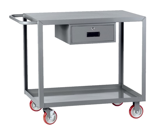 Two Shelf Cart with Locking Drawer