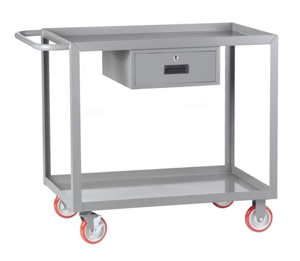 Two Shelf Cart with Locking Drawer