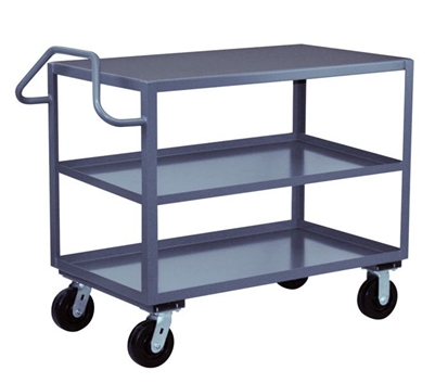 BE26 - Heavy Duty Three Shelf Cart w/ Ergo Handle - 30" x 72" Shelf Size