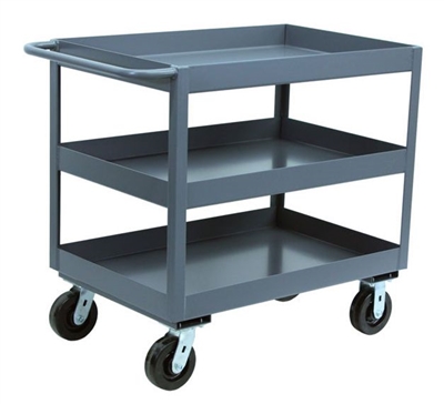 BH16 - Heavy Duty 3" Deep Lipped Three Shelf Cart - 24" x 30" Shelf Size