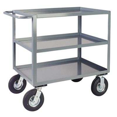 BK21 - Three Shelf Service Cart w/ Pneumatic Casters - 24" x 60" Shelf Size