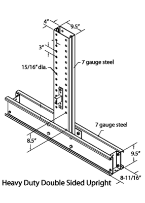 20 Foot High Double Sided Upright 18800lbs Capacity, for use with 42" arms