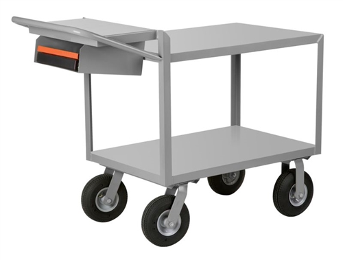 EW19 - Cushion Load Order Picking Service Cart w/ Pneumatic Casters - 24" x 48" Shelf Size