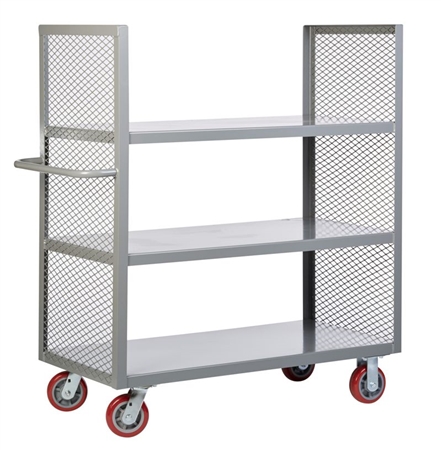 Three Shelf, Mesh Sides, Two Sided Cart