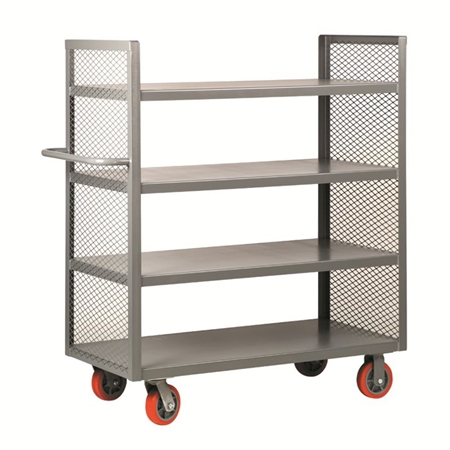 Four Shelf, Mesh Sides, Two Sided Cart
